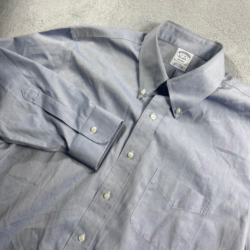 Brooks Brothers Regent Dress Shirt Mens 17-34 Light Blue Supima Cotton Non-Iron